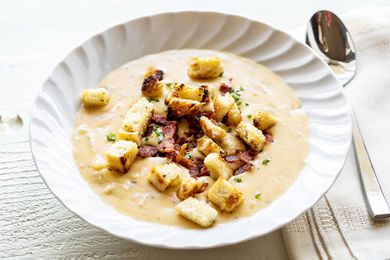 A bowl of creamy potato soup recipe
