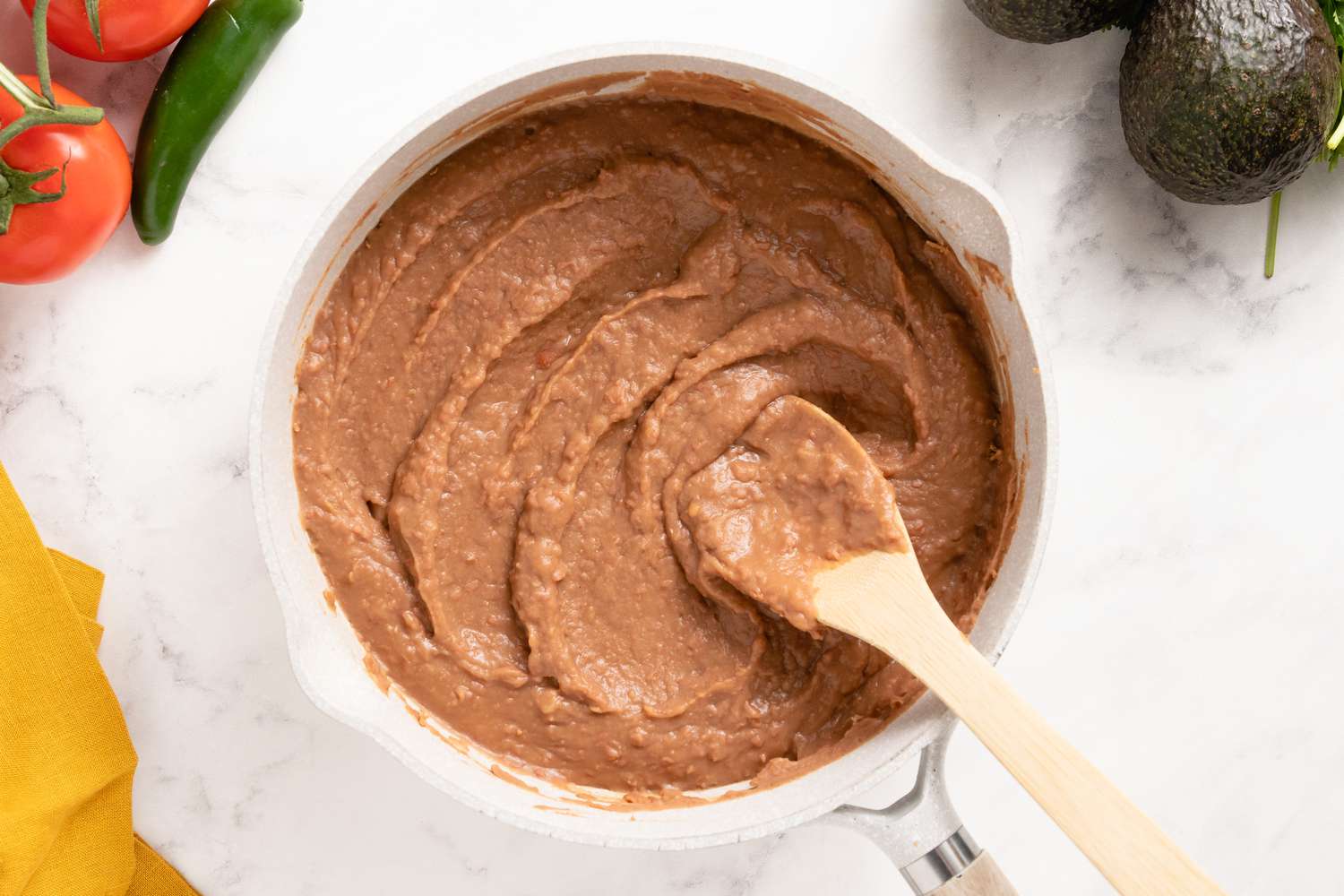 Bowl of Refried Beans for Vegetarian Tostada