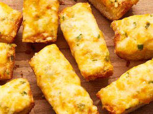 Slices of Cheesy Bread on a Table