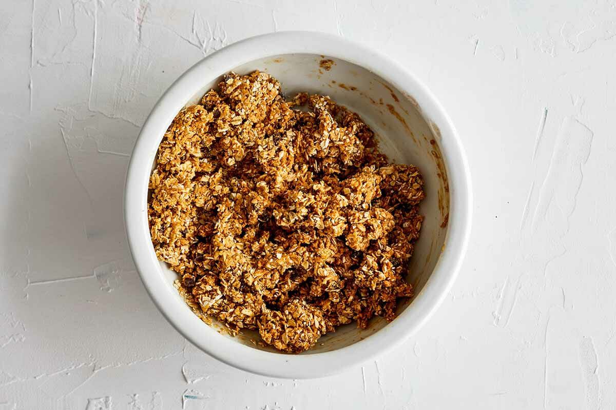 How to Make Energy Balls with Peanut Butter combine the ingredients