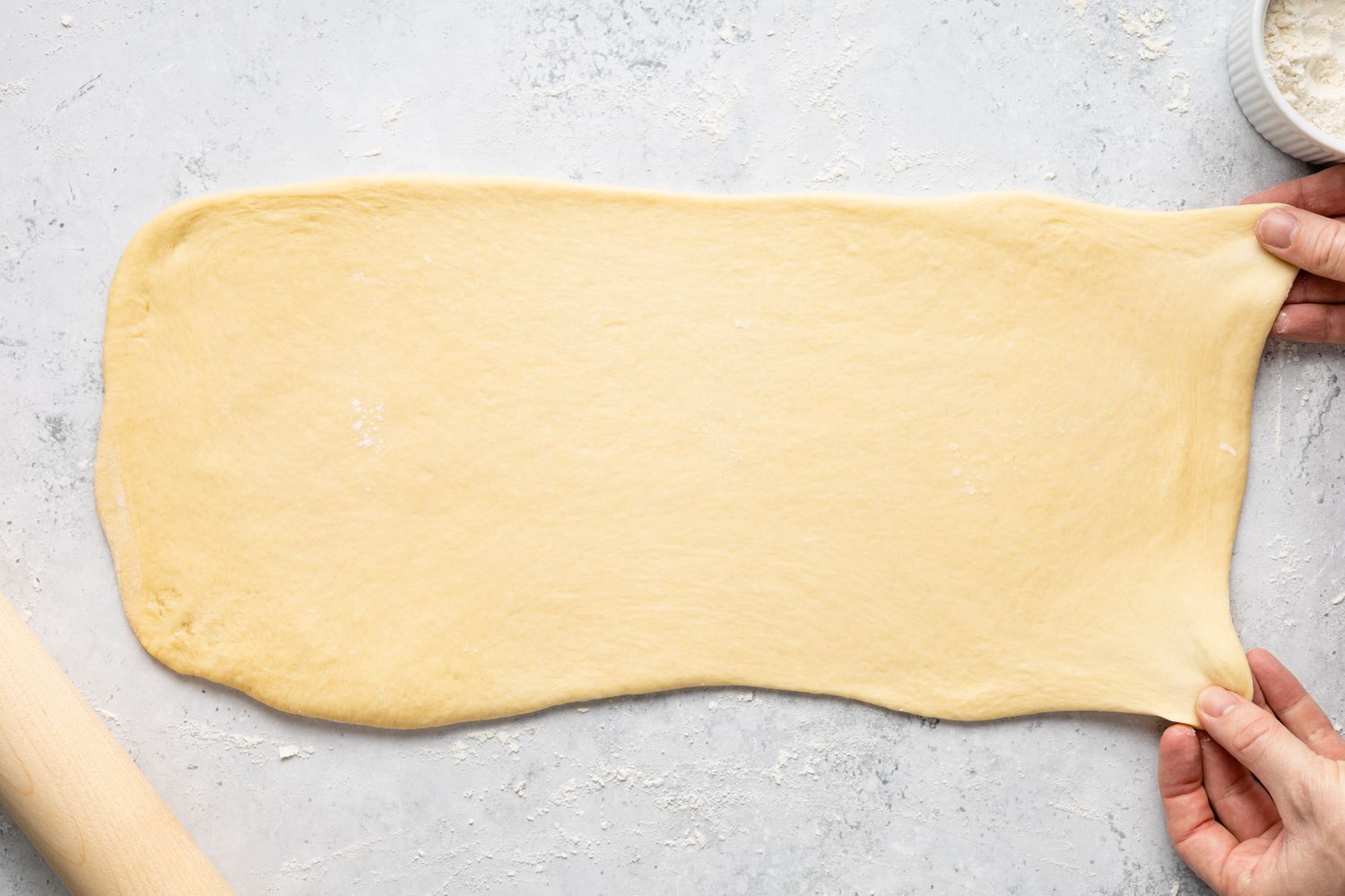 Povitica Dough Rolled Out on Counter