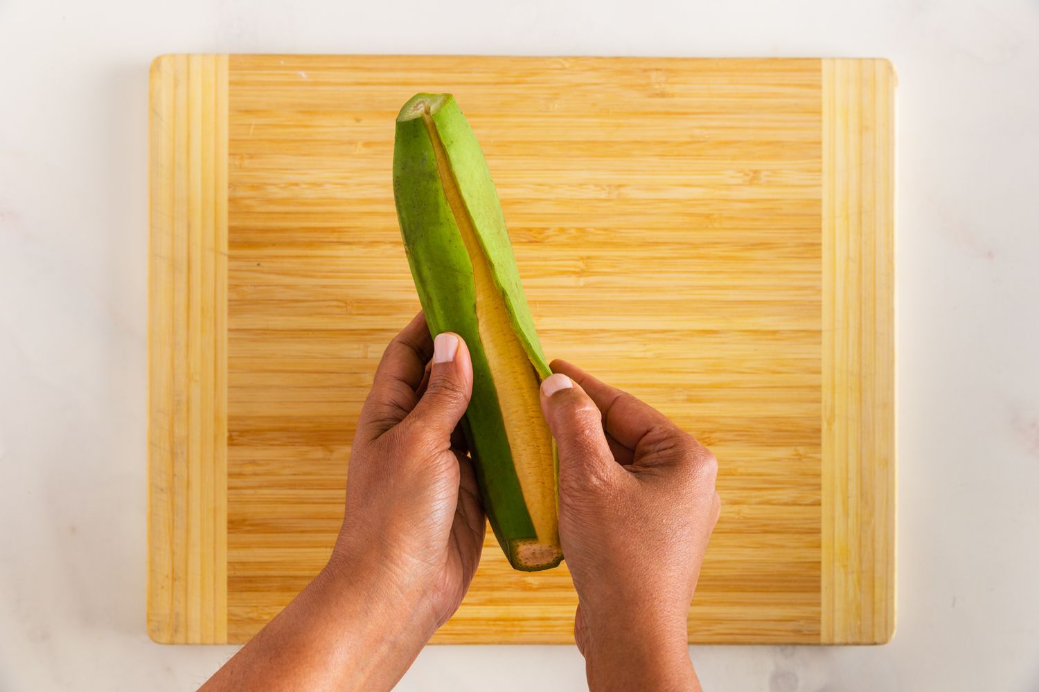 Plantain Skin Removed Where It was Scored
