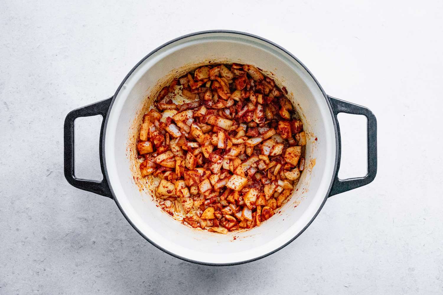 Onions Sautéed with Paprika, Garlic, and Tomato Paste for Sweet and Sour Cabbage Soup Recipe