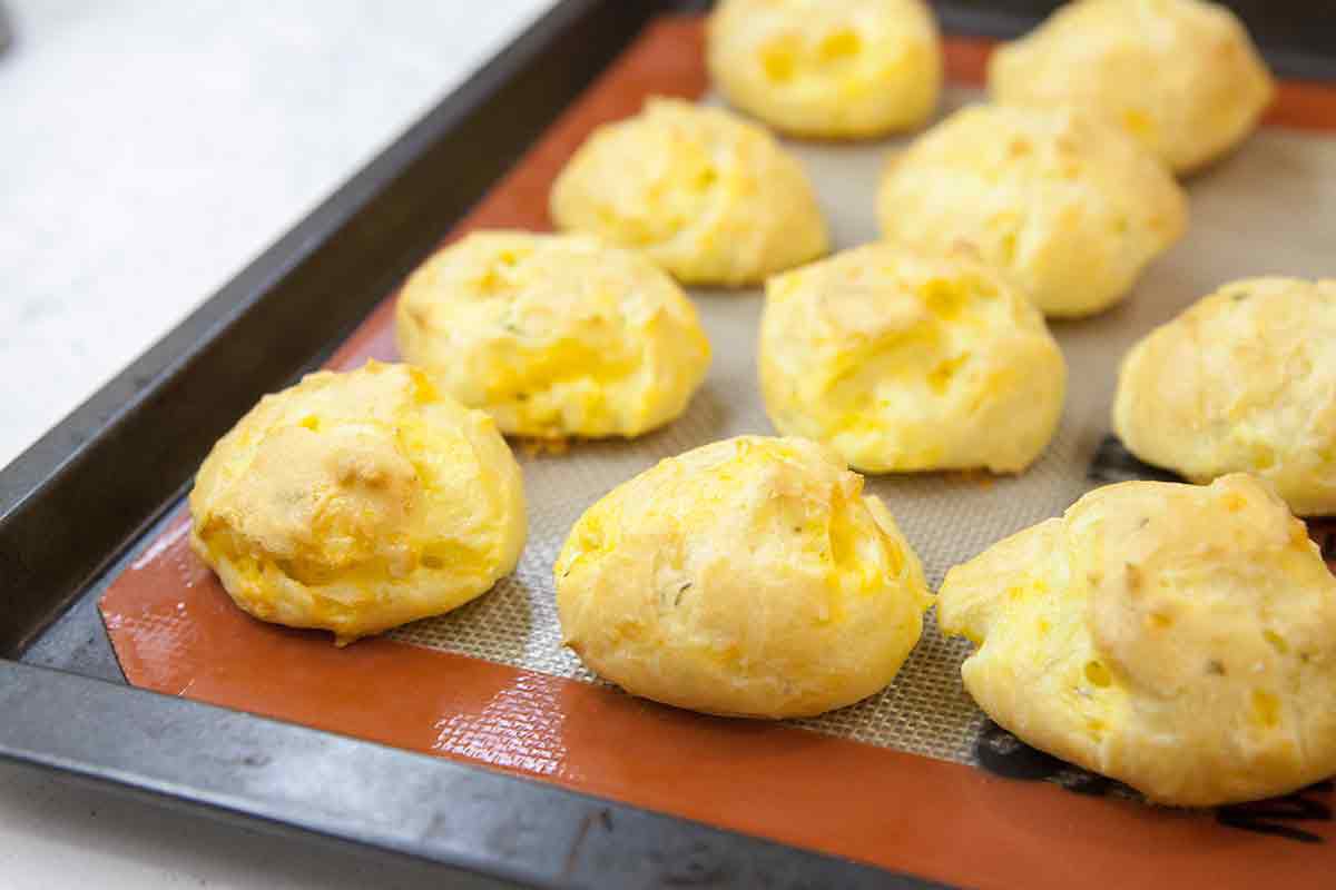 bake cheddar cheese puffs until golden