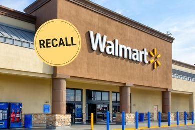 Walmart storefront with a recall notice overlay