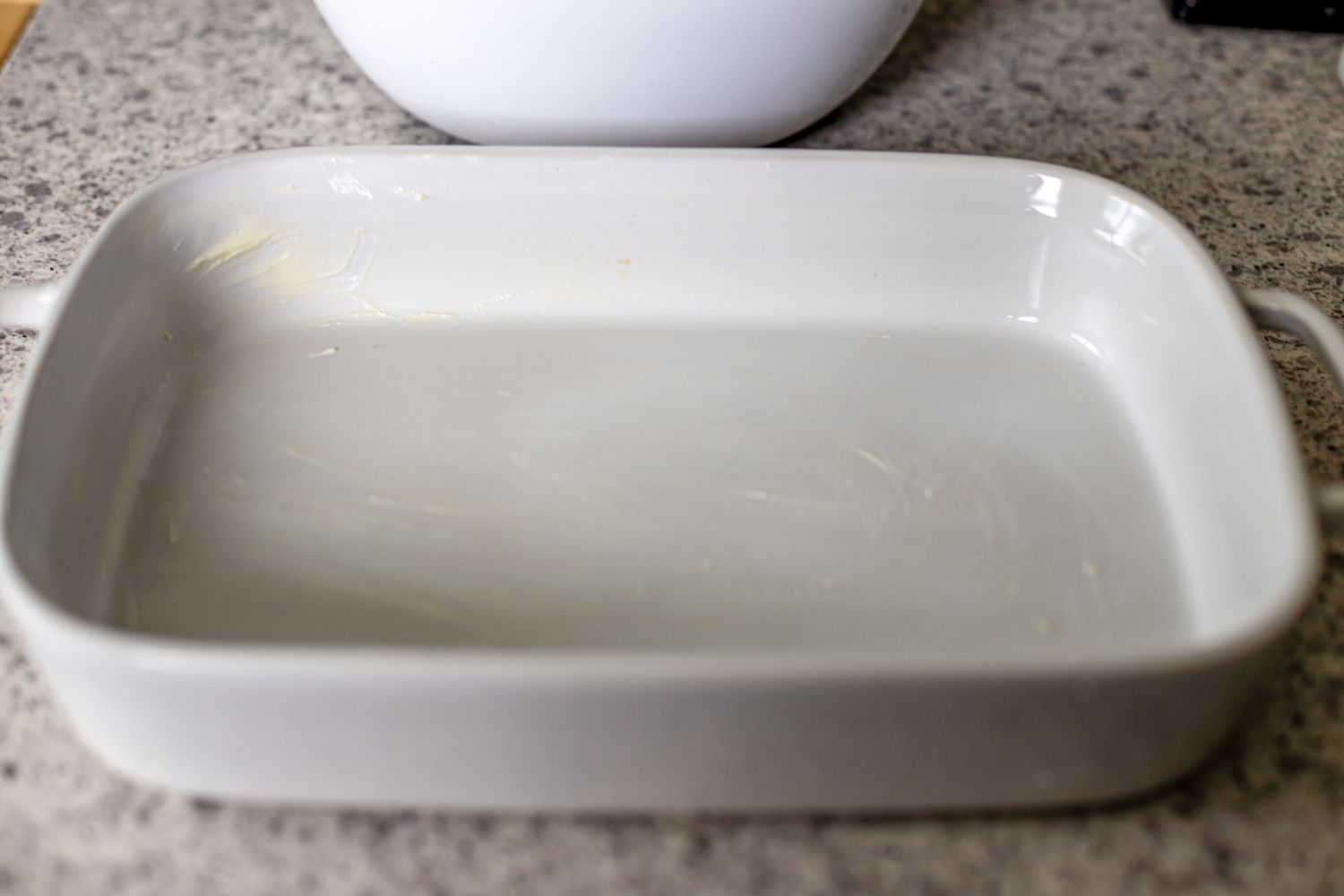 Prepare baking dish for noodle kugel