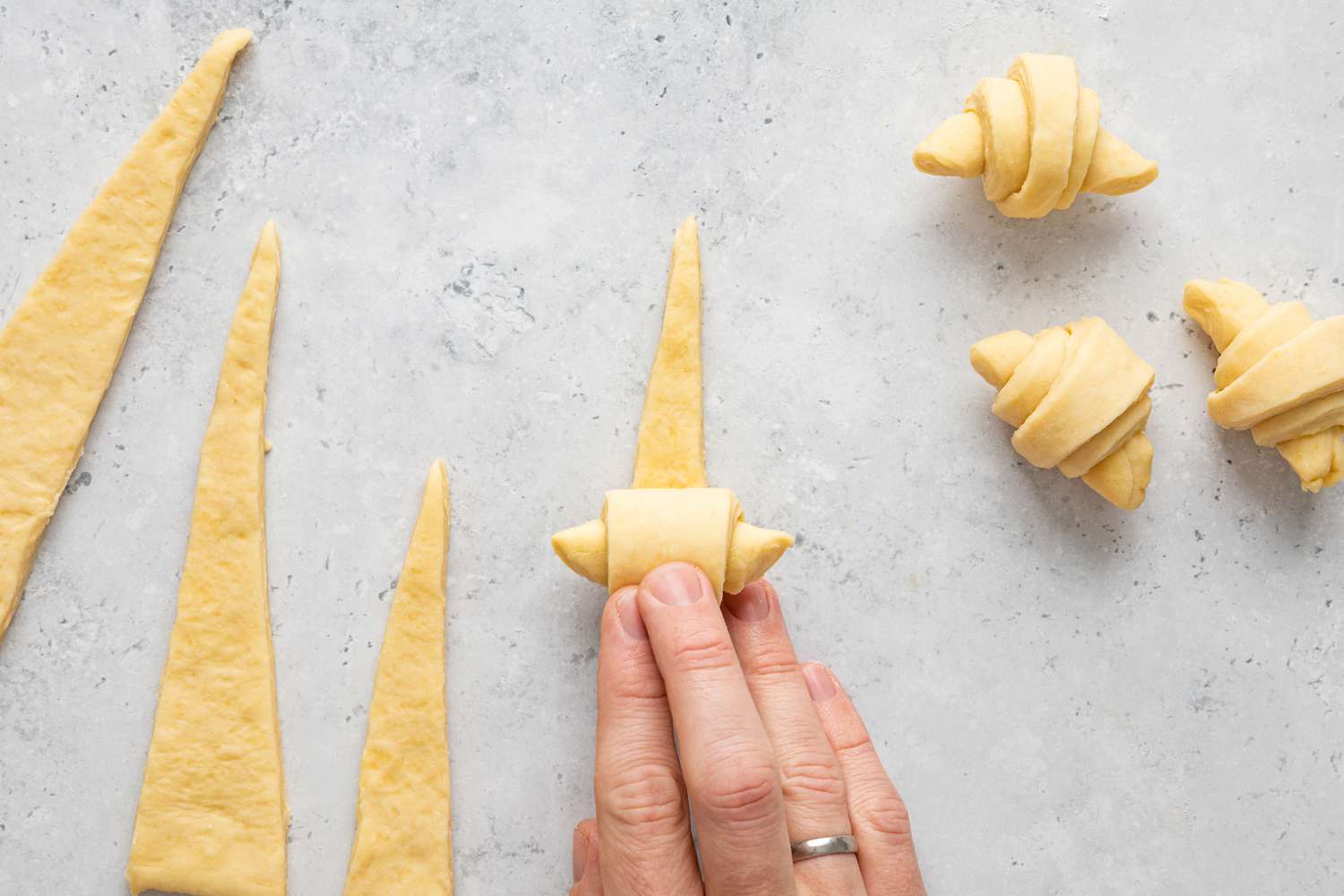 Triangles Rolled into Homemade Crescent Rolls 