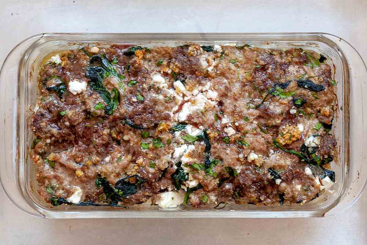 Meatloaf with Spinach bake the meatloaf