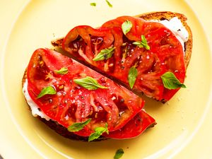 Tomato Ricotta Toast on a plate