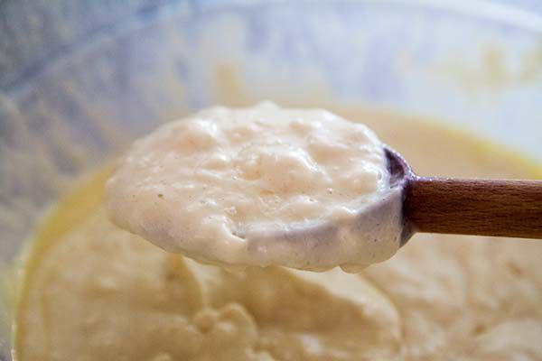 Trick to fluffy blueberry pancakes - don't over mix batter