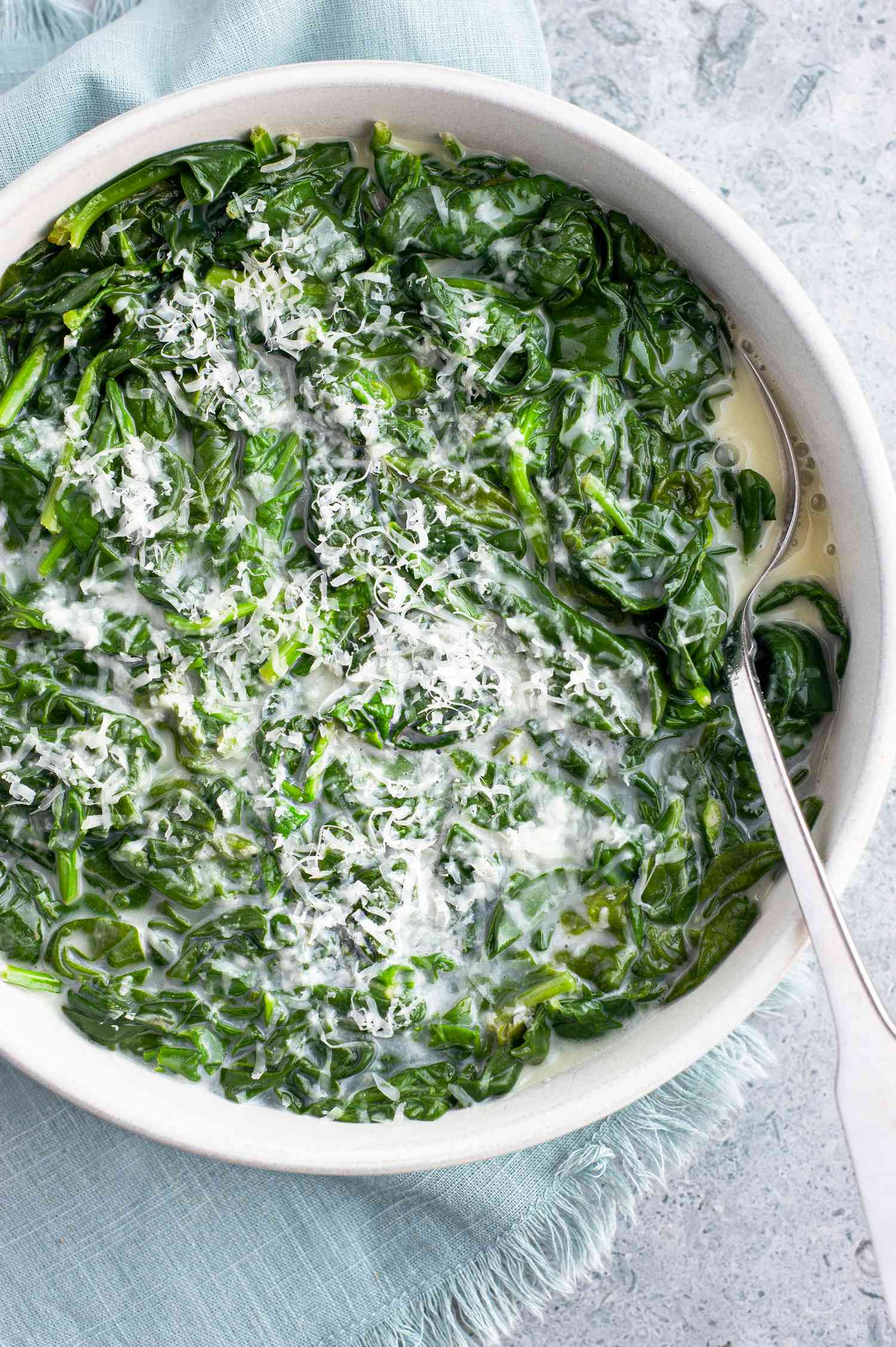 Microwave spinach in a bowl