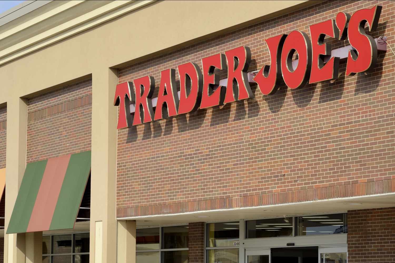 Front entrance of Trader Joe's store with signage and awnings