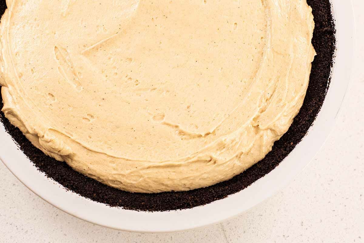 Filling added to the crust for a Peanut butter pie.