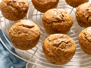 Six-Week Refrigerator Muffins on a white baking rack