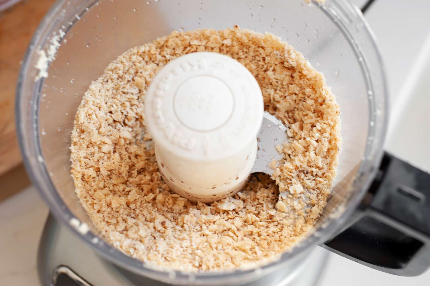 Tortilla Chips Finely Ground in the Food Processer for Black Bean Burger Recipe