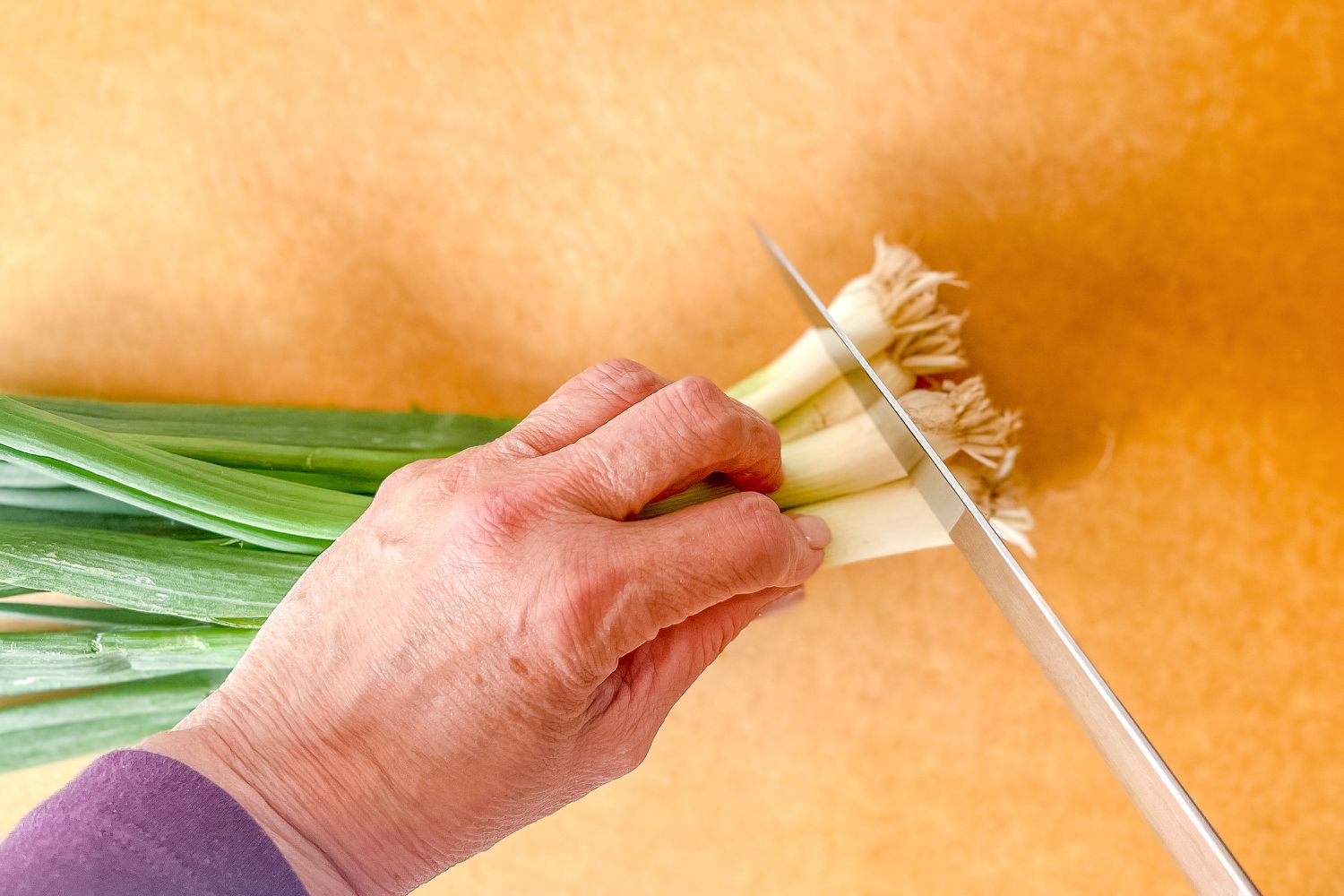 Cut Ends off Scallions for Pajeon