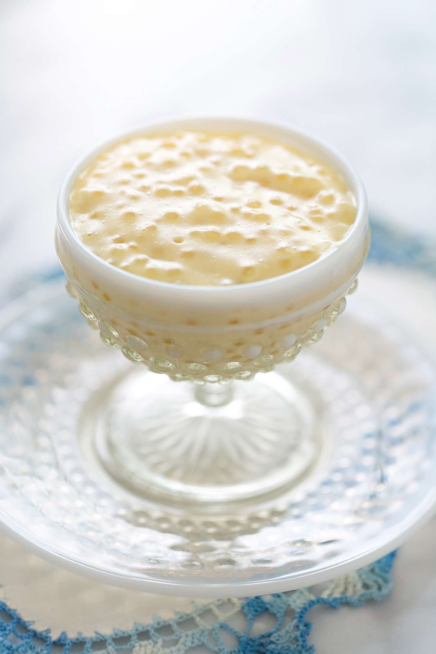Tapioca Pudding in an antique glass serving dish