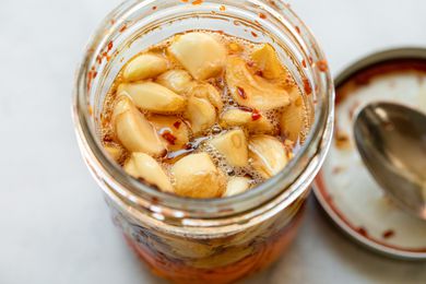 Fermented Garlic Honey in a Jar