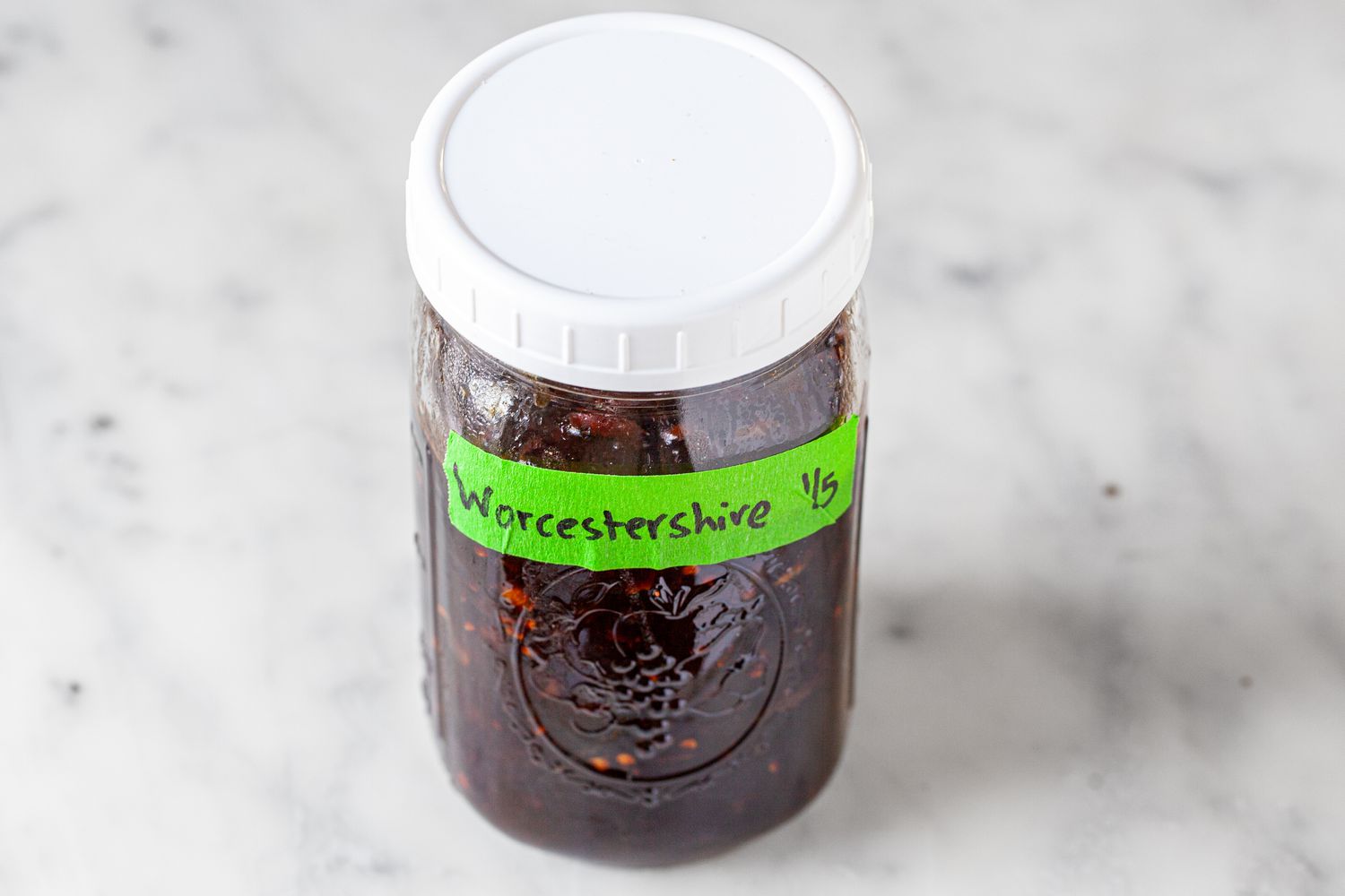 Labeled Jar of Worcestershire Sauce