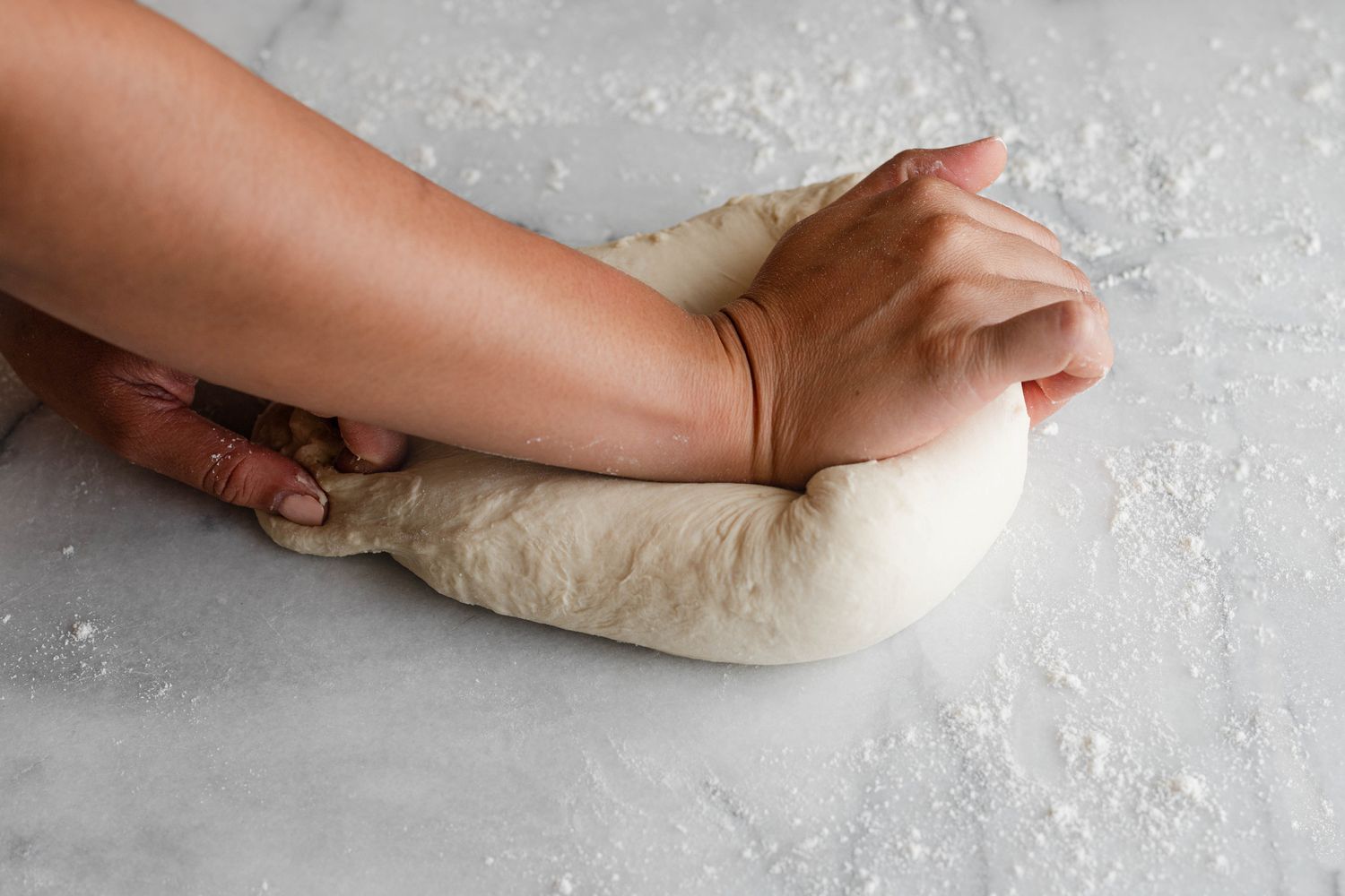 Sourdough Sandwich Loaf Dough Kneaded on a Floured Surface