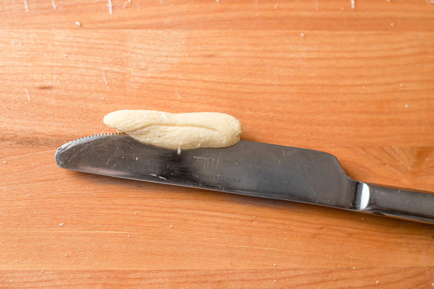 Serrated Butter Knife Rolling Cavatelli on the Counter