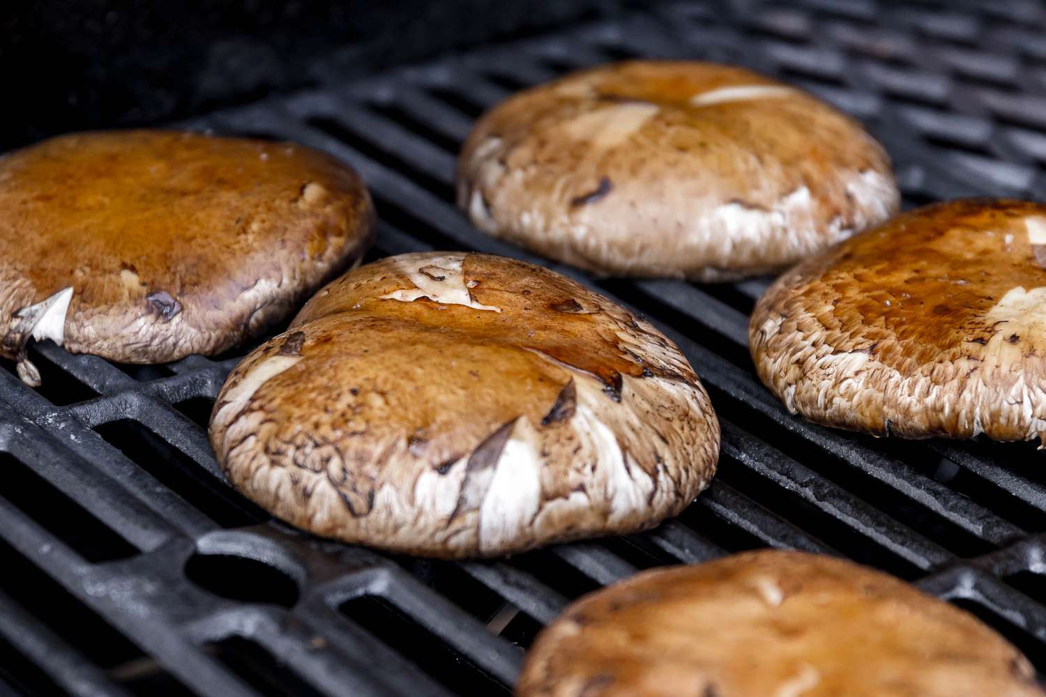 Portobello Mushrooms on a Grill (Faced Down) for Portobello Mushroom Pizza on a Grill Recipe