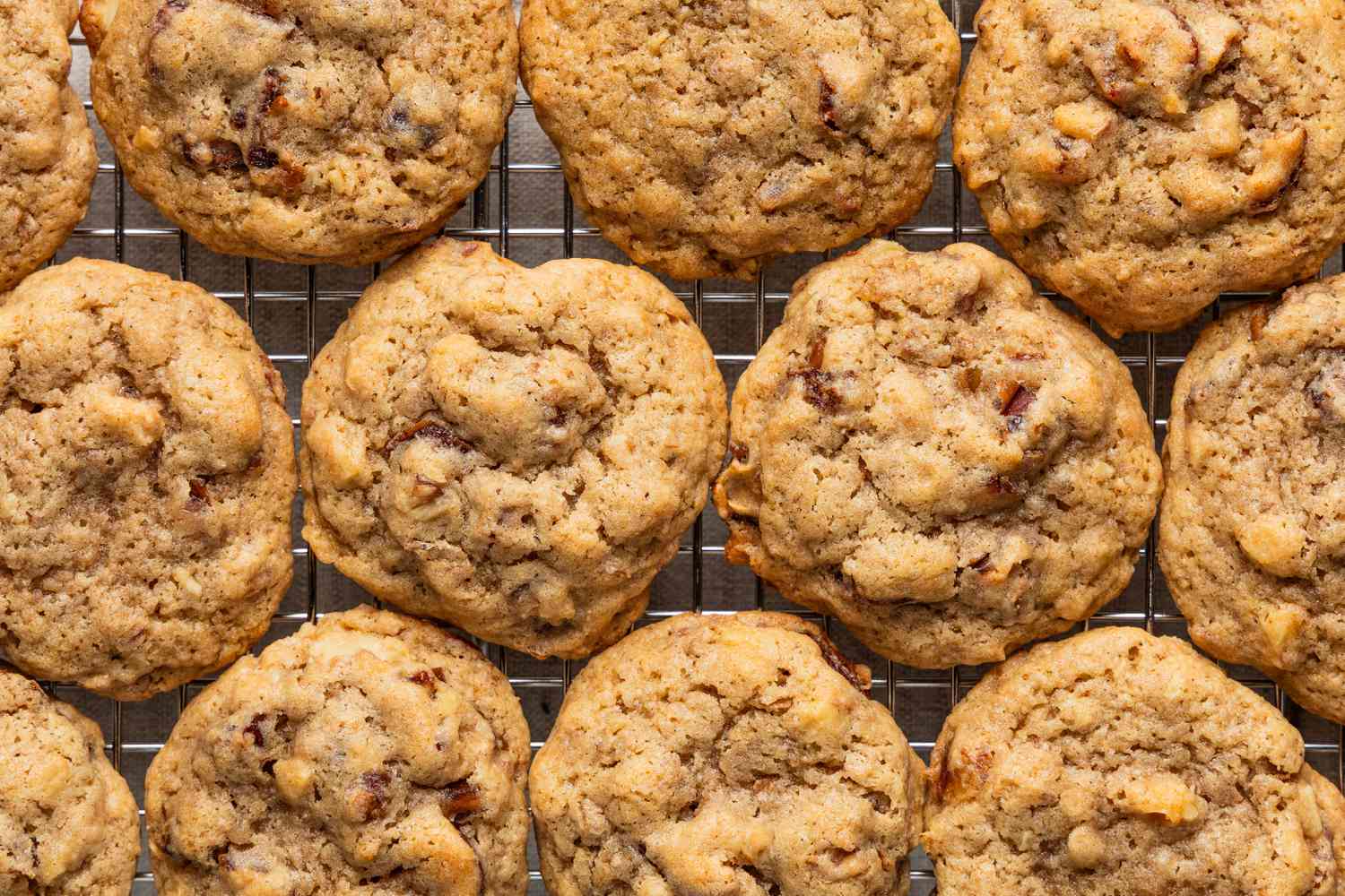 Old-fashioned hermit cookies on a cooling rack