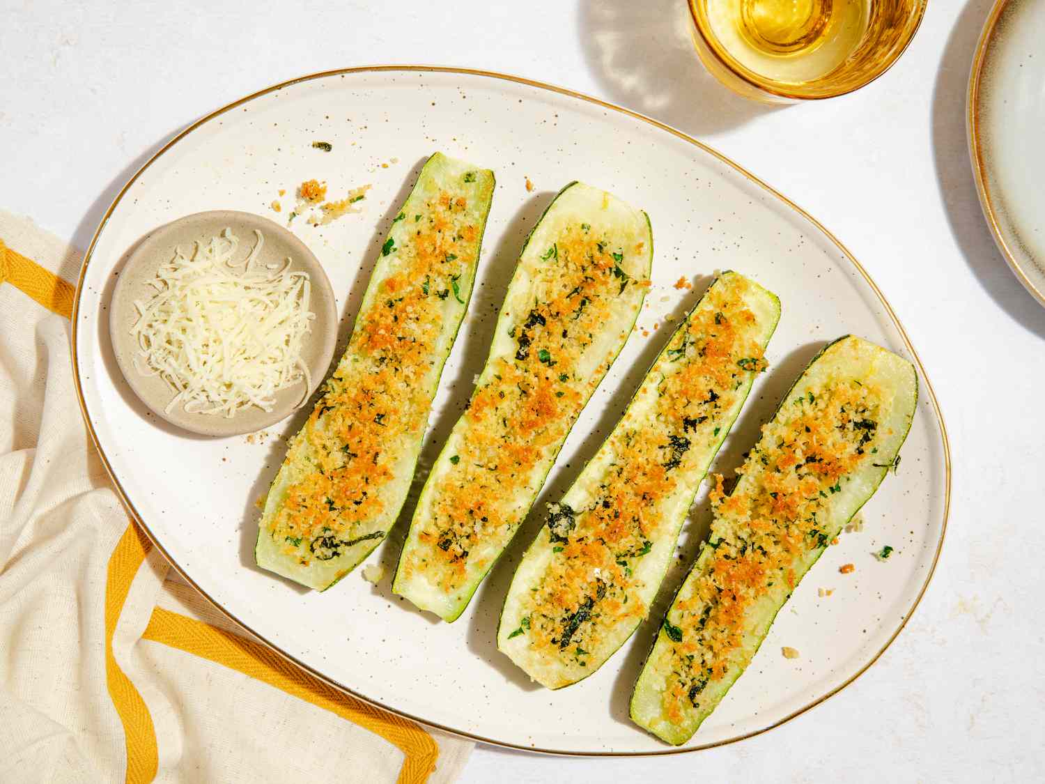Ina Garten's Parmesan Roasted Zucchini on a plate