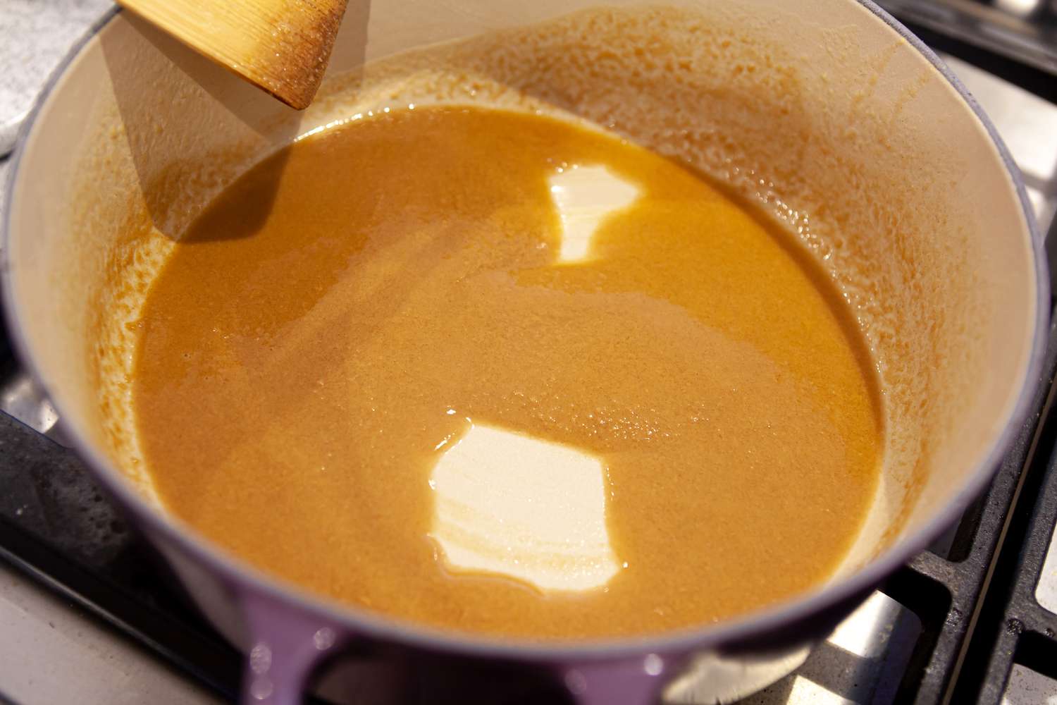 making the roux for shrimp etouffee