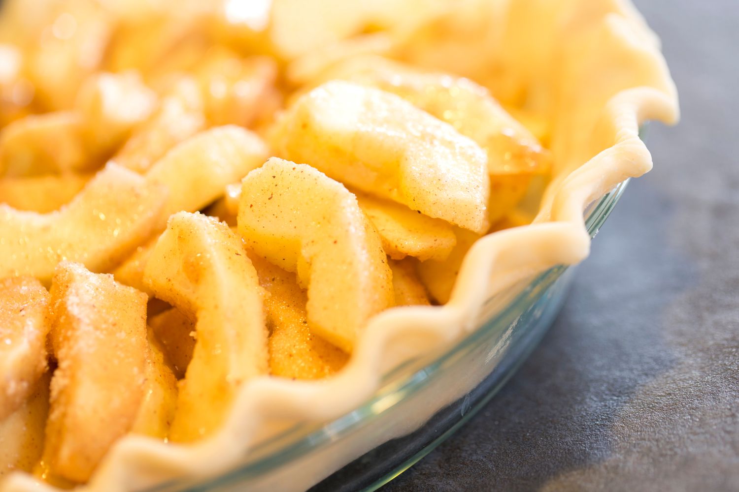 Closeup of an unbaked apple pie