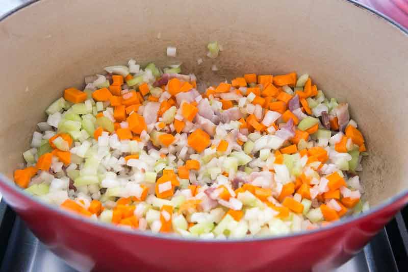 vegetables for bean and bacon soup