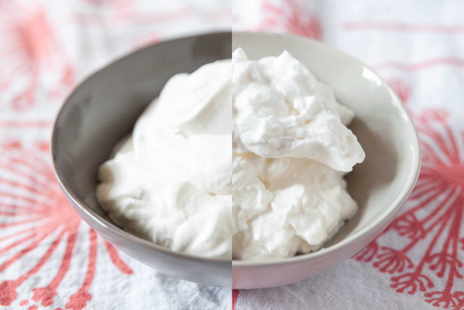 Best Whipped Cream - Heavy whipping cream two ways, one over whipped and crumbly one softly shipped. 