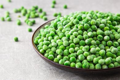 A plate of frozen peas