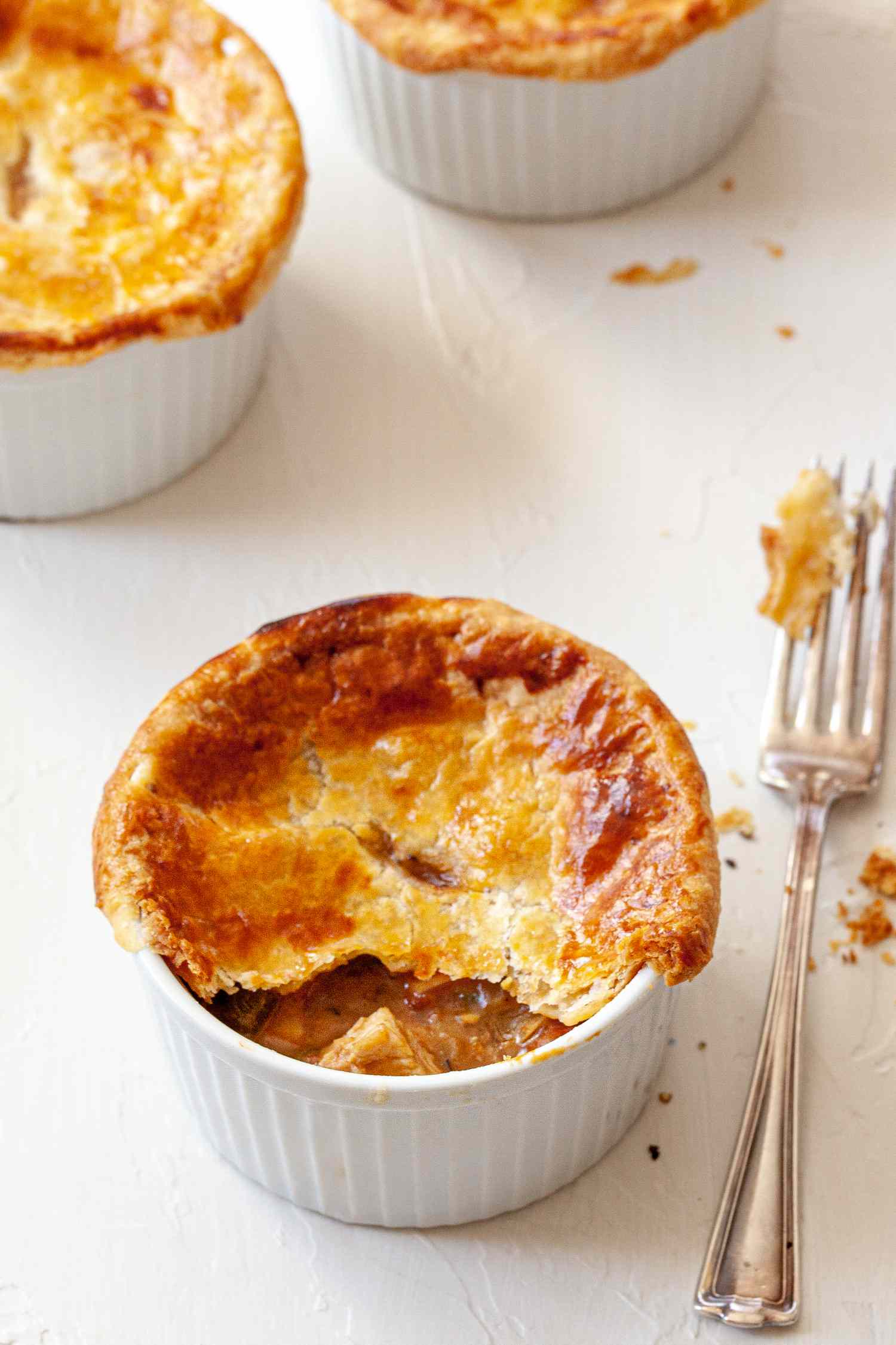 Individual cajun turkey pot pies.