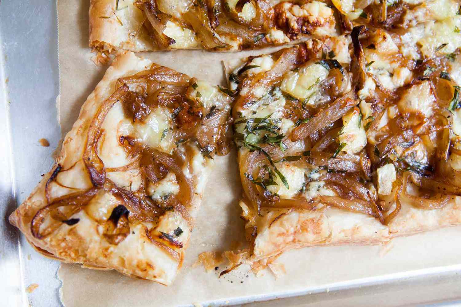 caramelized onion and gorganzola tart