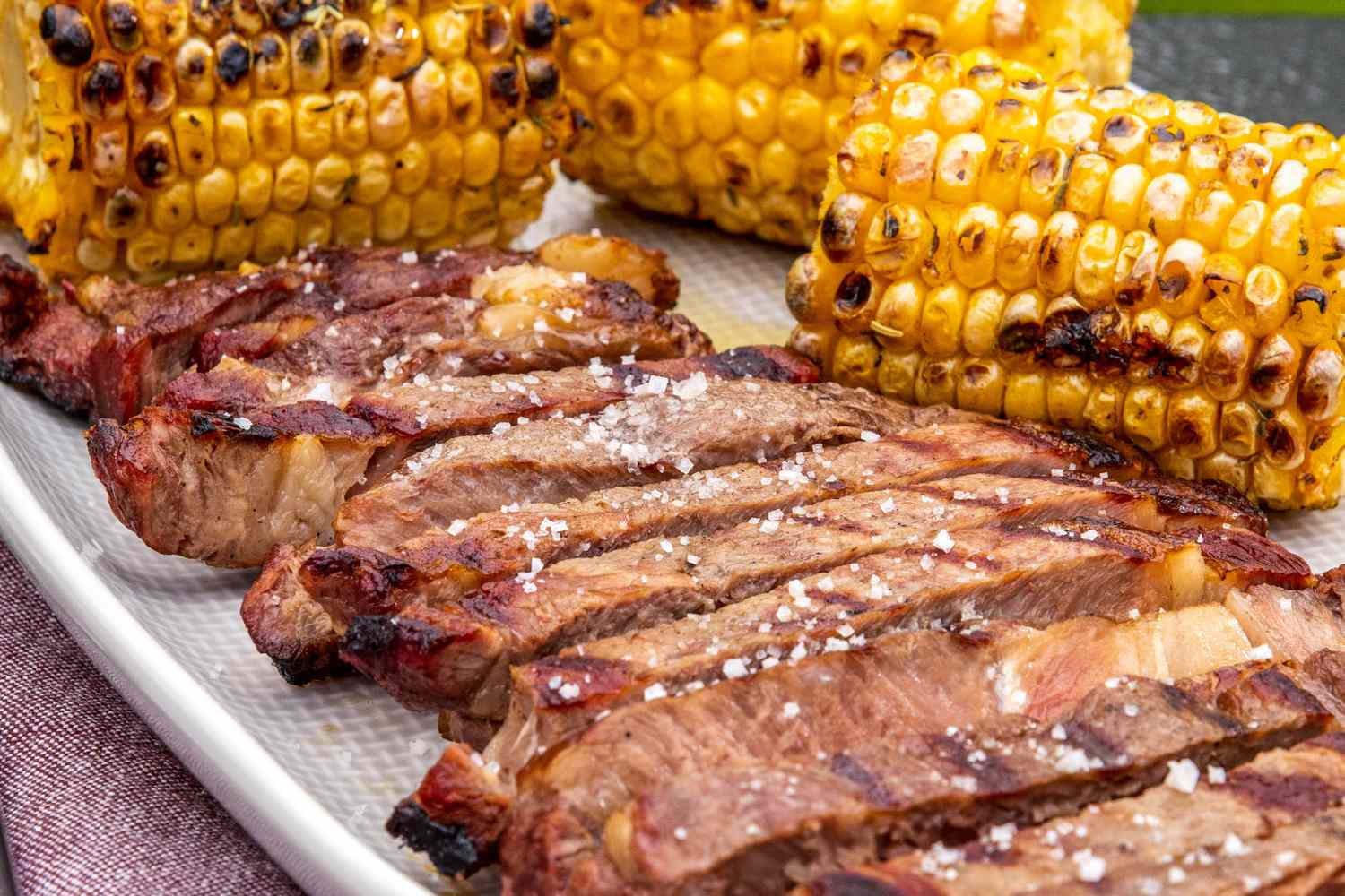 grilled steak and corn 