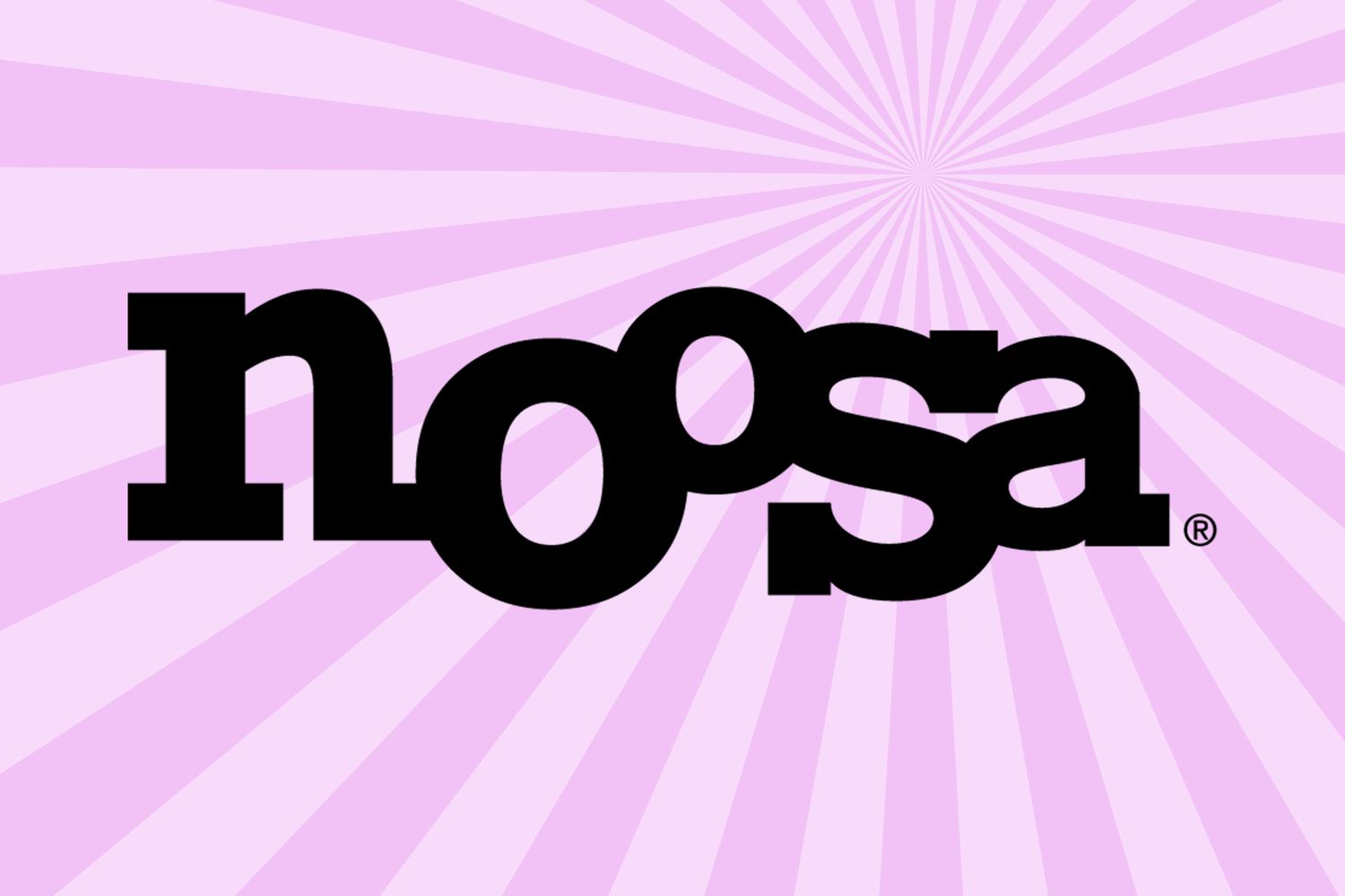 Noosa logo with a purple radiating background