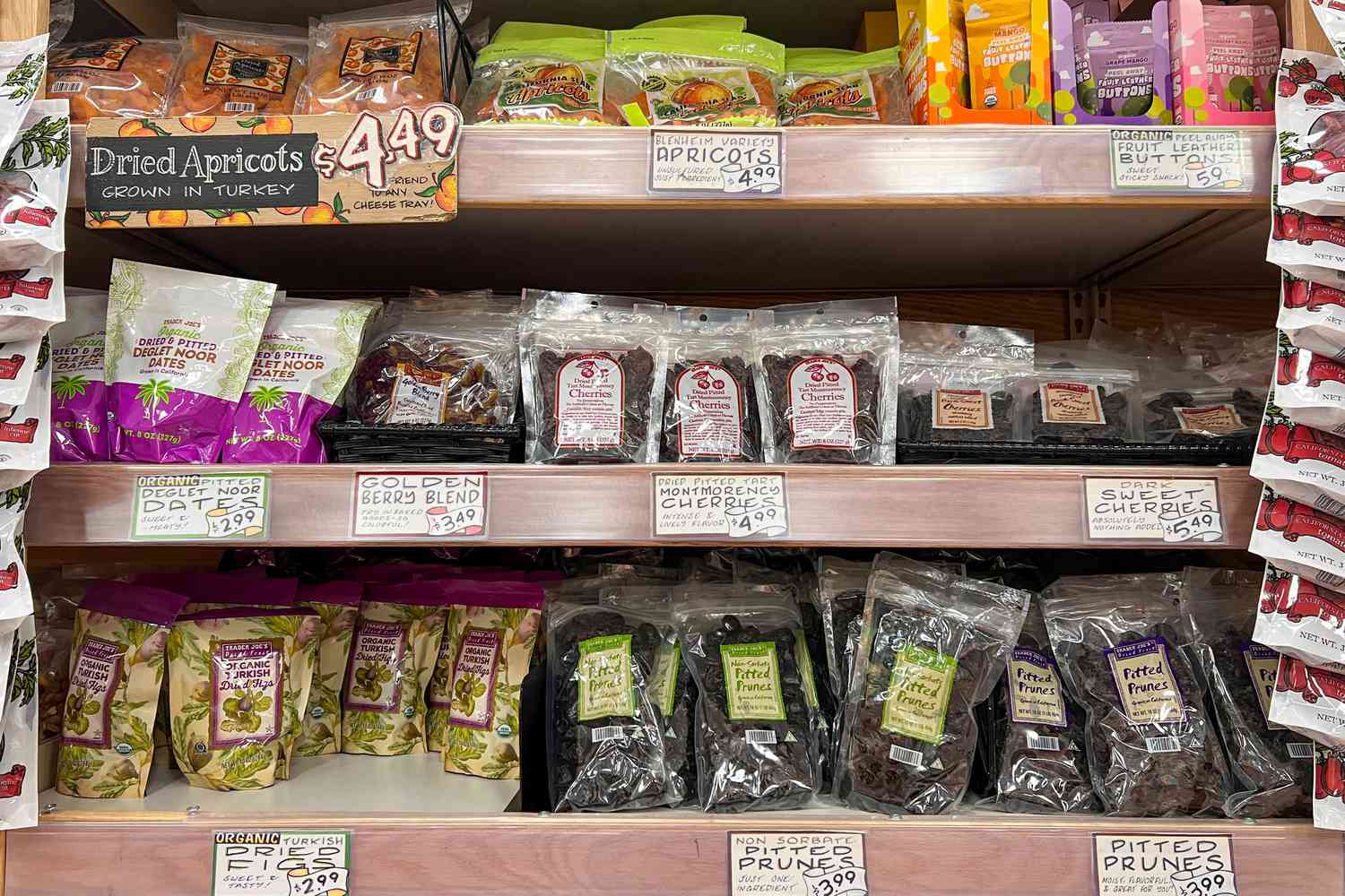 dried fruit section at Trader Joe's