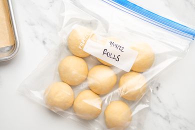 Frozen Dinner Rolls in zip top bag