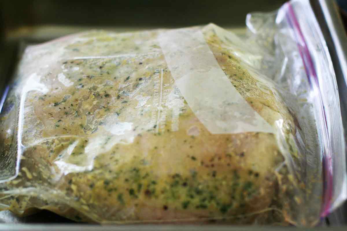 lamb marinade in ziploc bag