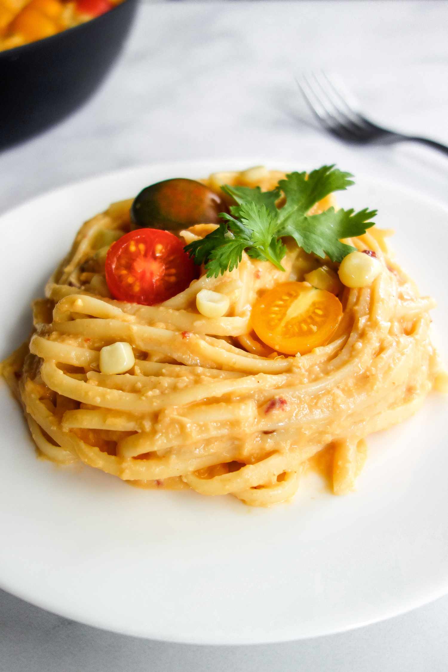 Spicy Creamed Corn Linguine 