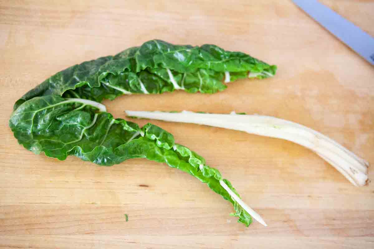 cut core stem from chard