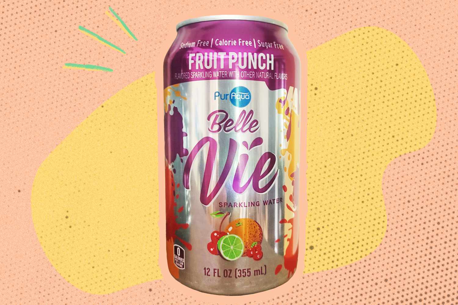 A can of Belle Vie fruit punch-flavored sparkling water