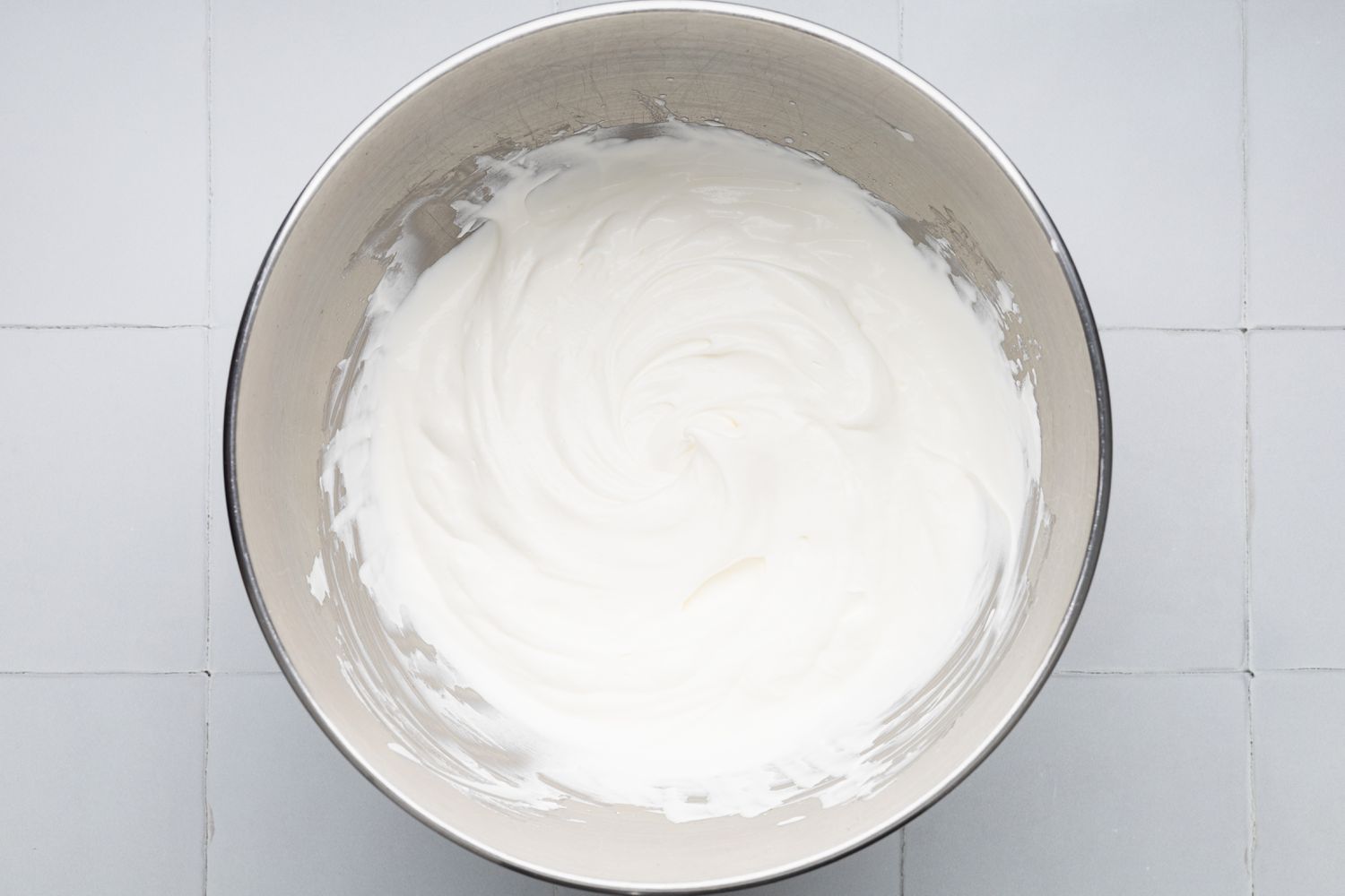 Mixer Bowl With Whipped Cream for Ice Cream Cake Recipe 