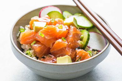 Salmon Poke Bowl with avocado