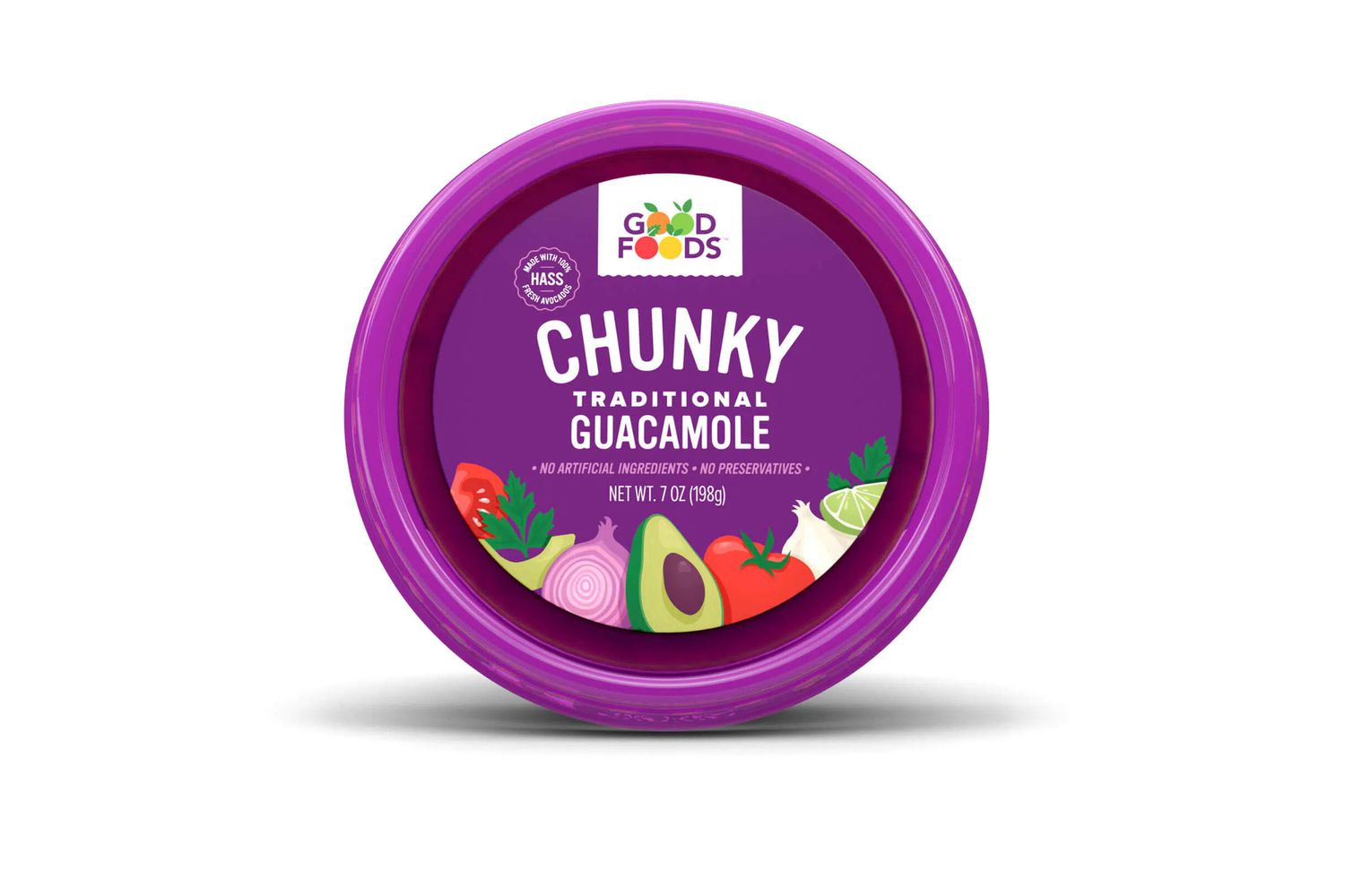 Container of chunky traditional guacamole from Good Foods