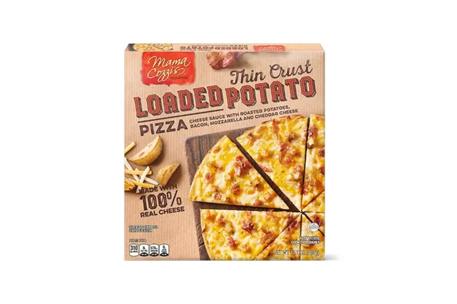 A Mama Cozzi's Loaded Potato Pizza box