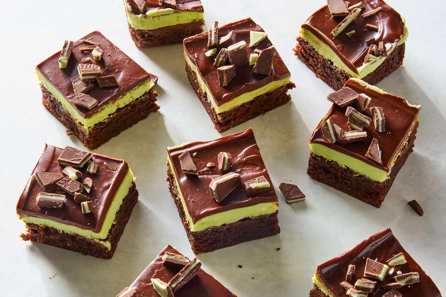 overhead view of Mint Brownies squares