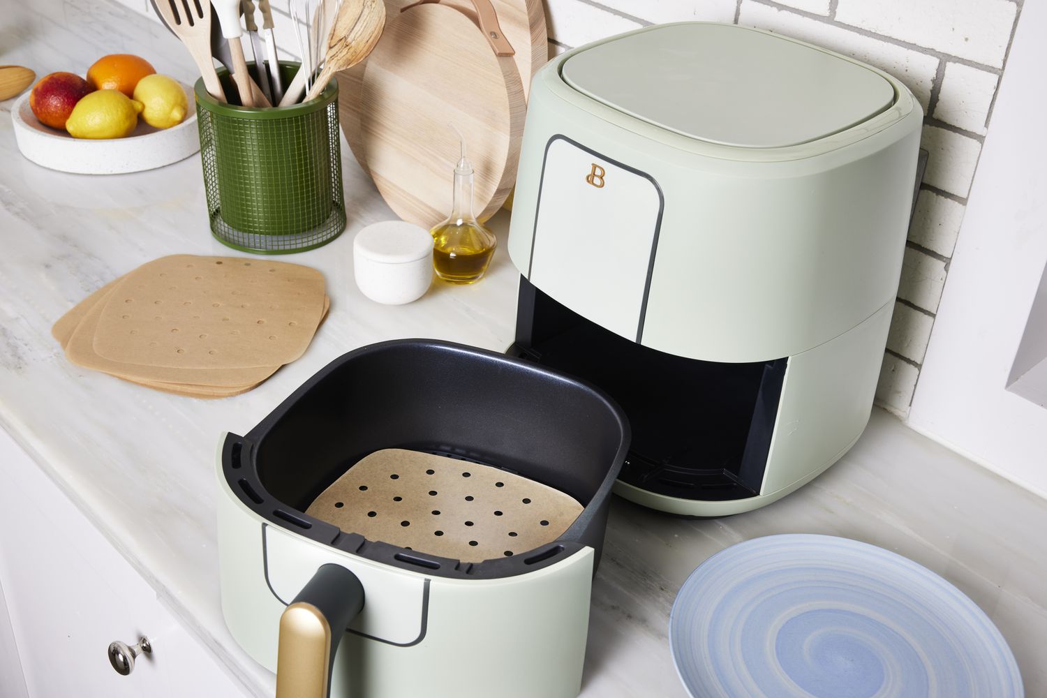 Parchment paper lined air fryer