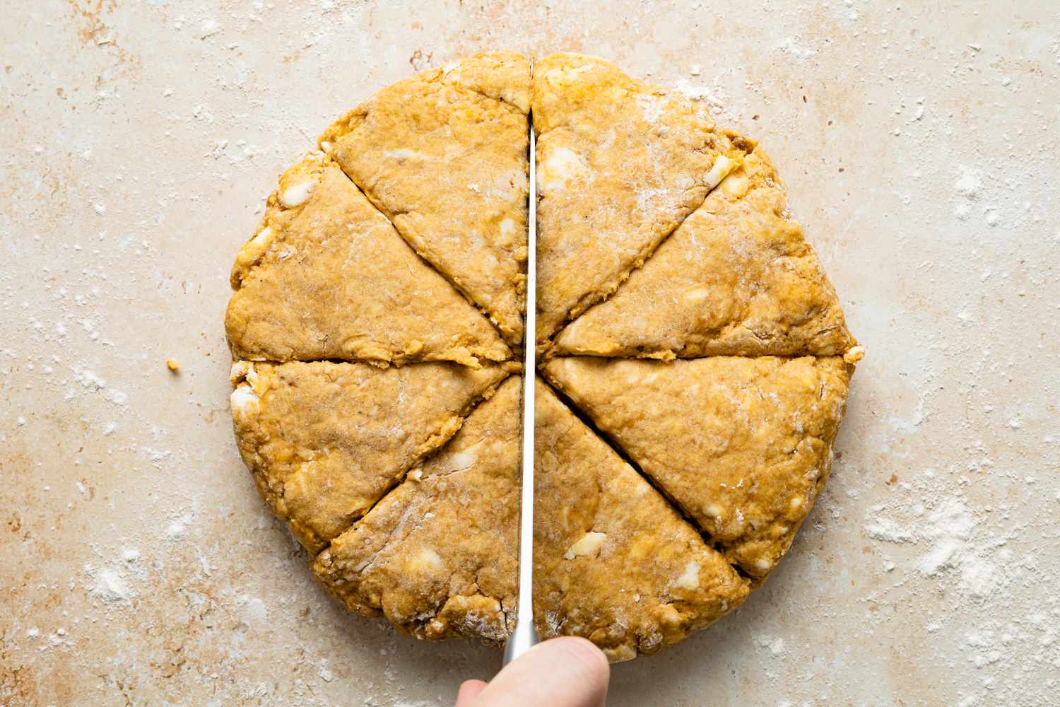 Dough Cut into Pumpkin Scones Pieces